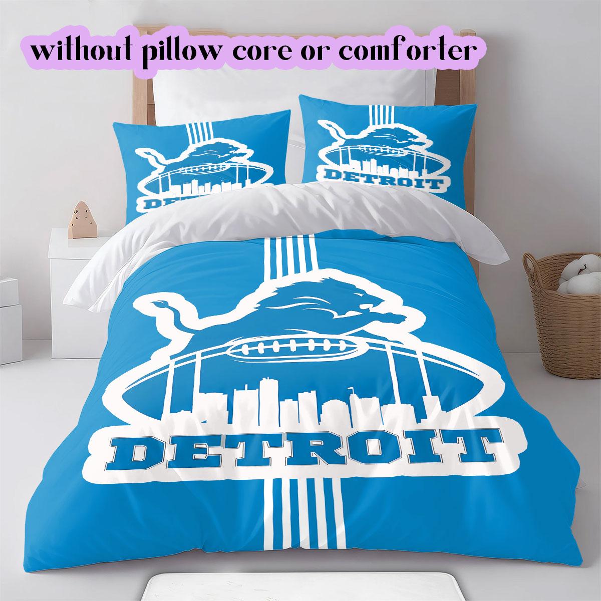 

Detroit Lions rugby Pattern Bedding,Quilt Set Quilt Cover Pillowcase Home Birthday Gift (1*duvet cover+2*pillowcase,without core) 135x200cm