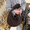 Plush Tote Bag Hot Korean Polka Dot Shoulder Bag Adjustable Drawstring Crossbody Bag Commuter Zipper Tote Bag Travel Storage Bag