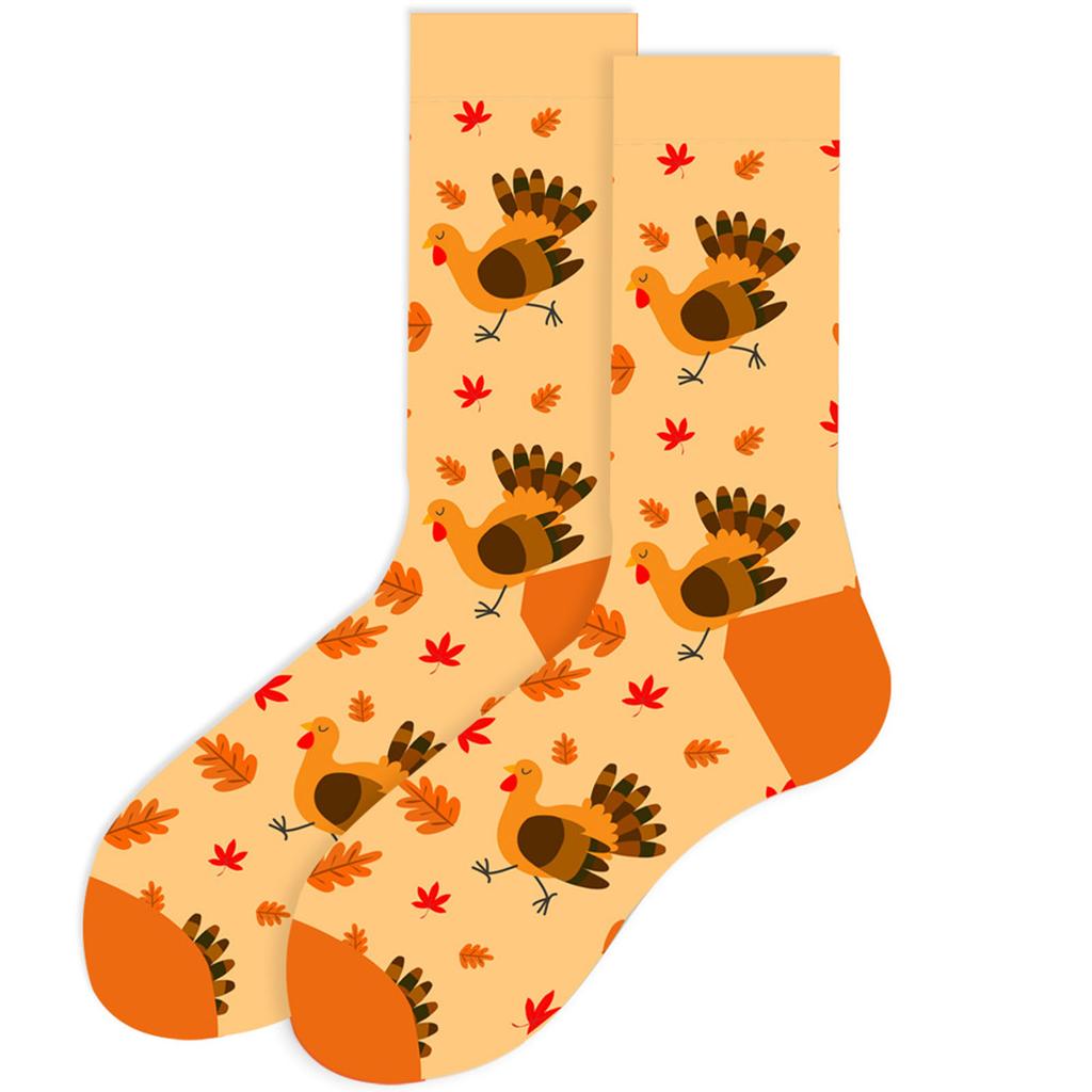 Women Men Thanksgiving Socks with Unique Fall Patterns Pumpkins Maple Leaves Turkey Prints Socks for Holiday Gatherings