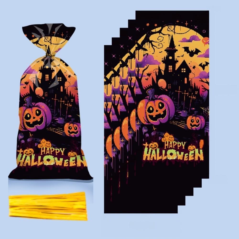 50pcs Reusable Snacks Candy Biscuit Bag Cute Drawstring Bag Halloween Candy Bag Home Decoration