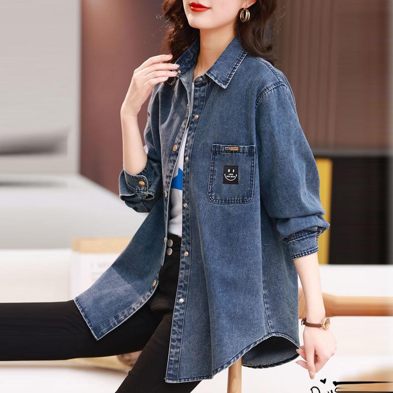 Veste chemise en jean grande taille pour femmes, Style européen, à la mode