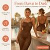 Hollow Out Knitted Halter Midi Dress See Through Backless Bodycon Dress  Holiday Gift