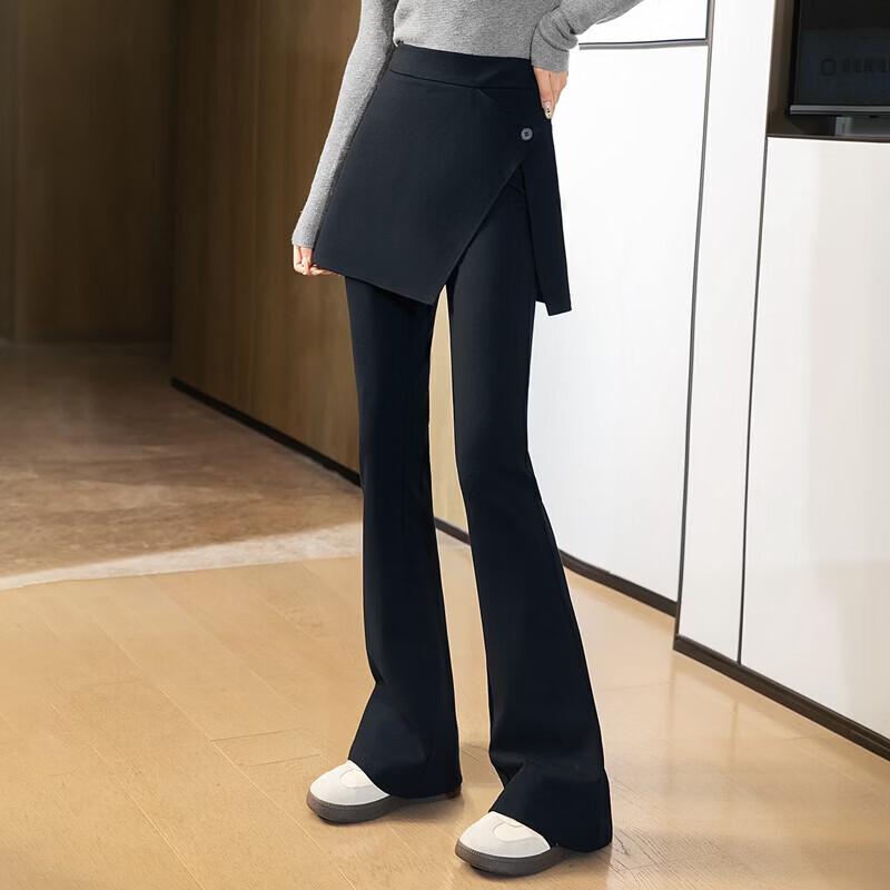 Sibaishe Faux Two-Piece Flared Casual Pants