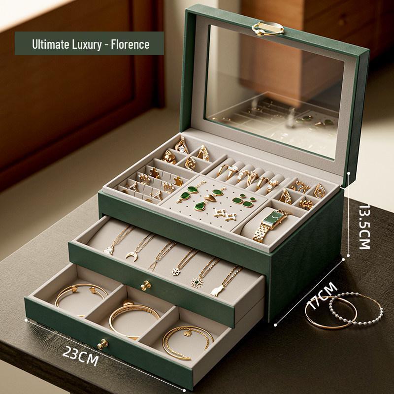 Elegant Transparent Multi-Layer Jewelry Storage Box with Large Capacity and Dustproof Design
