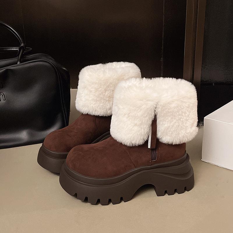 

Женские зимние ботильоны с теплой флисовой подкладкой, сноубутсы, повседневные спортивные хлопковые ботинки с нескользящей подошвой 40 темно-коричневого