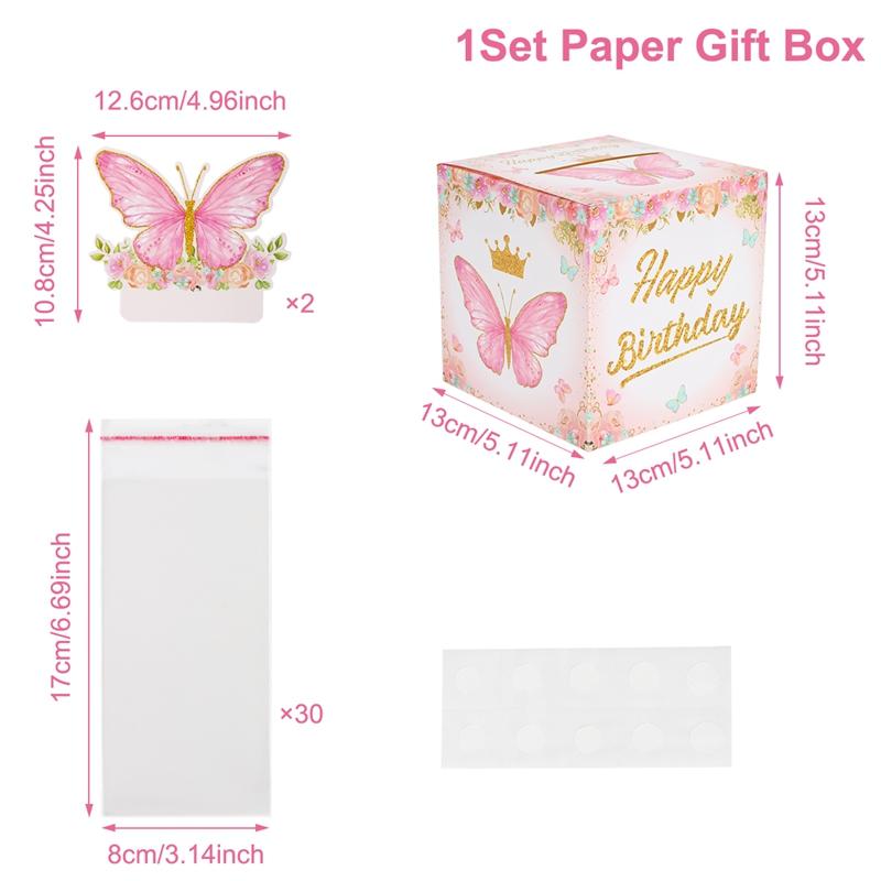 Butterfly Candy Gift Box Pink Purple Butterfly Birthday Party Decorations Kids Wedding Supplies Baby Shower Cookie Biscuit Box