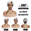 Synthetic Short Straight Wigs With Bangs Extensions Grey Wig Fiber Wigs For Women