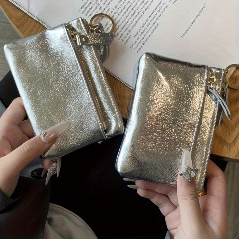 Women Leather Zipper Coin Purse Lightweight Mini Wallet with Key Holder Clutch Credit Card Cash Holder Money Bag Storage Pouch