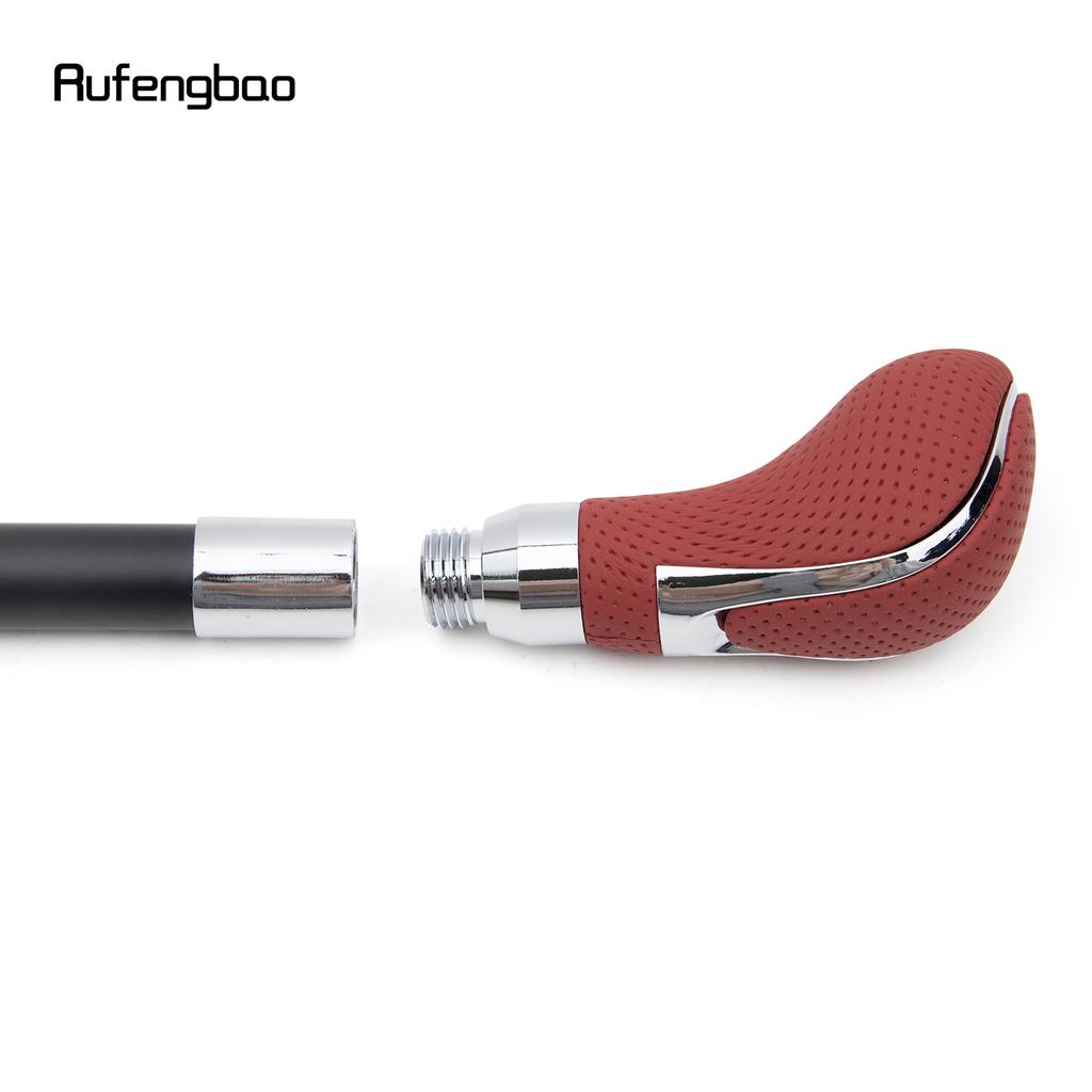 Roter Leder-Silber-Gehstock, modischer dekorativer Gehstock, Gentleman, eleganter Cosplay-Gehstock, 92 cm