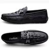 Flat-soled casual shoes men's summer crocodile pattern lazy one-pedal beanie shoes lightweight soft-soled British leather shoes