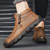 Retro Herrenstiefel Handgefertigte Leder-Knöchelstiefel Herren Handgenähte Stiefel Für Mann Herbst Winter Outdoor Rutschfest Warm Reißverschlussstiefel