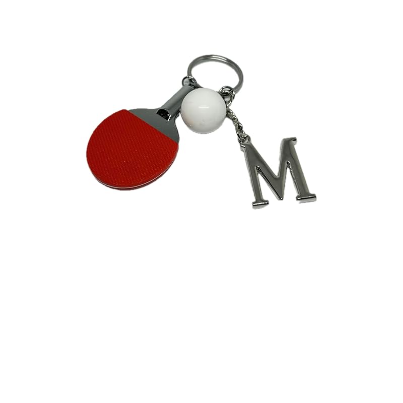 

table tennis with initials key ring souvenir present (M)