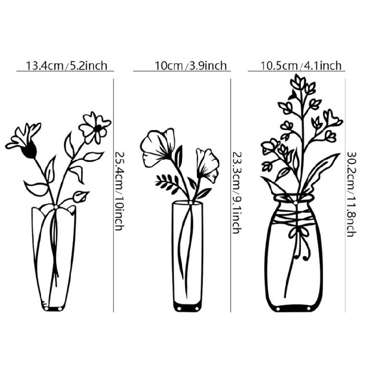 Metal Flower Vase Wall Decorations, Metal Flower Vase Wall Arts Sign Metal Decorations