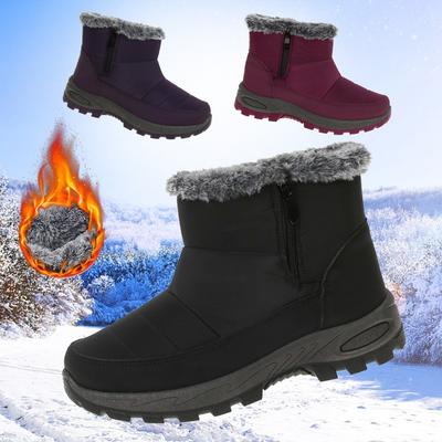 Fashion Anti Slip Waterproof Snow Boots Women 2025 Winter Warm Thicken Plush Ankle Boots Woman Zipper Platform Cotton Padded Shoes 36-43