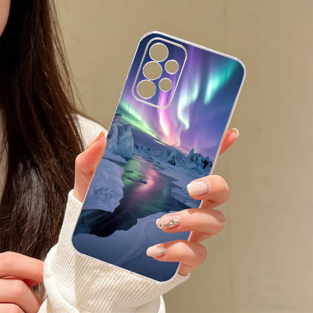 Northern Lights  Phone Case Transparent Silicone Soft For Samsung S25,S24,S21,S22,S23,S30,Ultra,S20,Plus,Fe