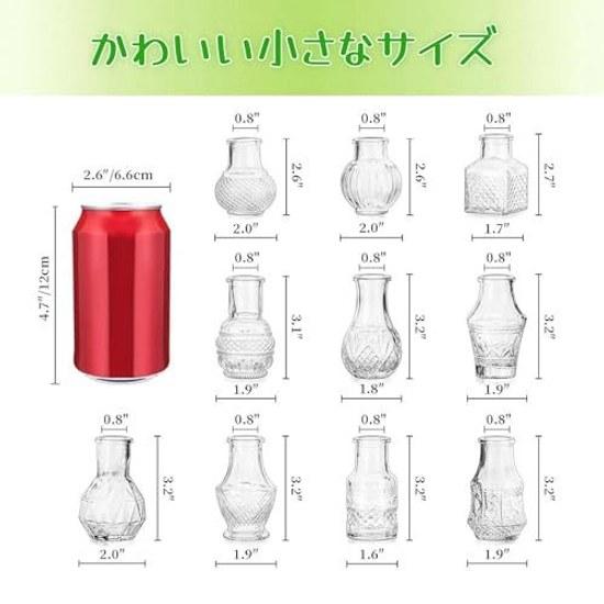 Mini vase set 10 stylish flower transparent glass carving single stems simple container hydroponics ikebana artificial flowers Nordic style relief