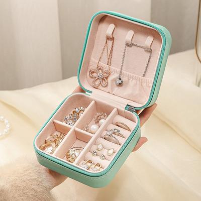 Beauty PU Leather Small Jewelry Box Jewelry Box Leather Storage Earring Ring Holder