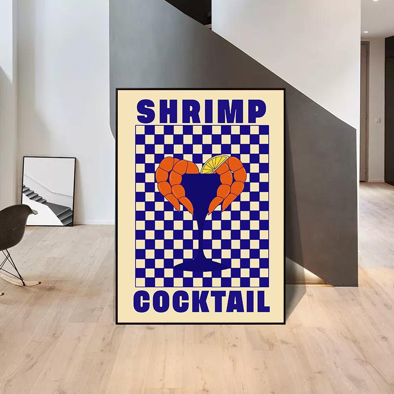 Pyszne Jedzenie Nigirizushi Krewetka Sardynka Plakat Obraz na Płótnie Zwierzę Morskie Skandynawska Sztuka Ścienna Do Kuchni Pokoju Dekoracja Domu