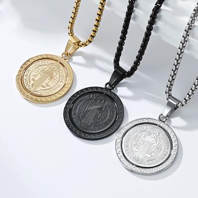 Exorzist Heiliger Benedikt Halskette für Männer und Frauen Titanstahl Amulett Anhänger
