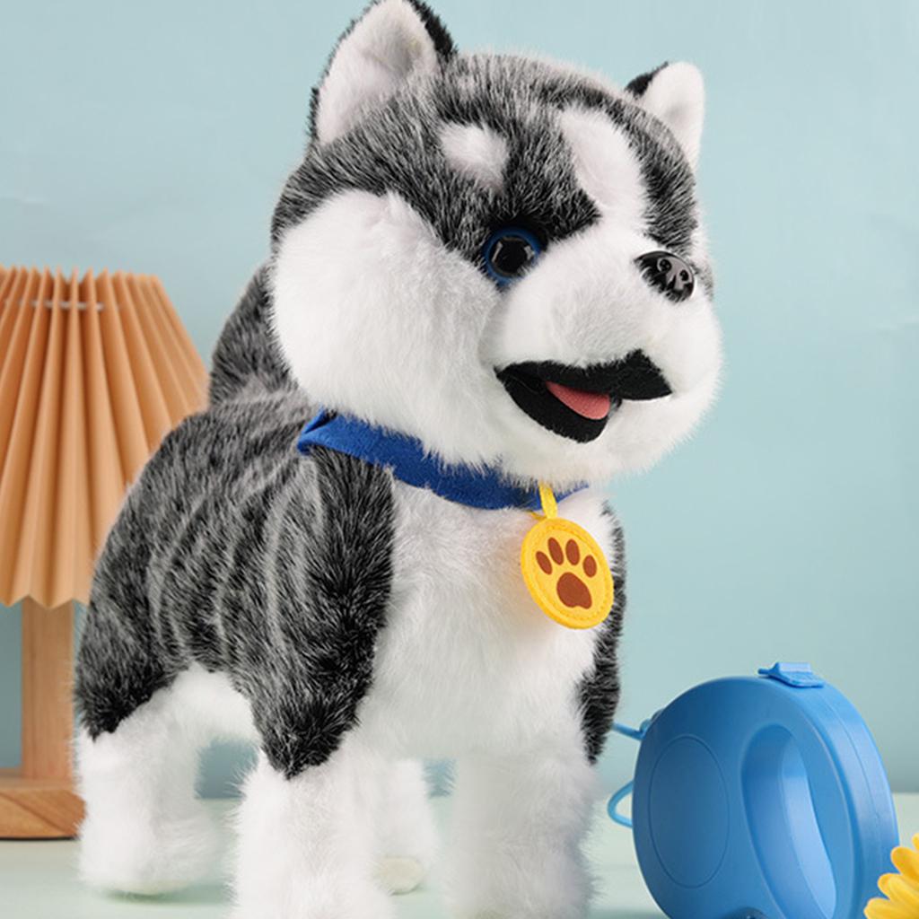 Electronic Interactive Plush Toy with Remote Control Leash Realistic Robot Puppy Toy for Ages 4 Up