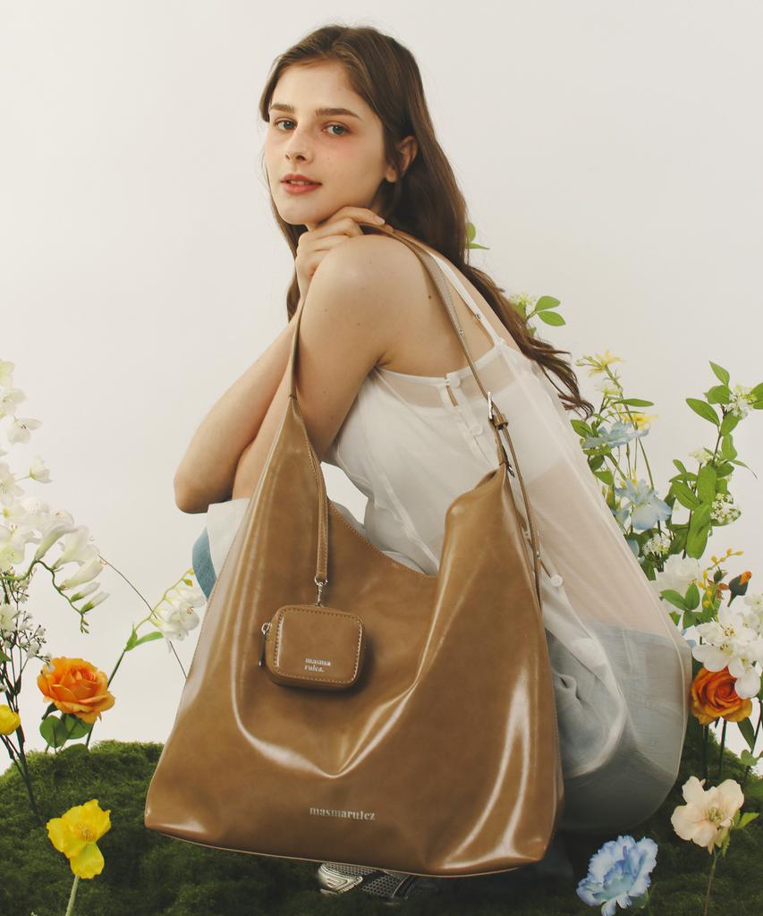 Masmarulez [Pouch Set] Bella Leather Shoulder Bag_Mocha Brown