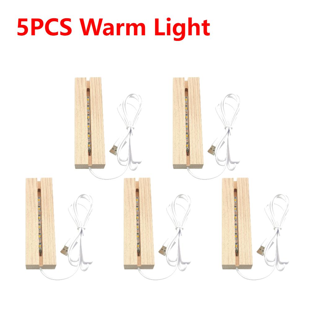 10-1Pcs LED Wood Light Display Crystal Wooden Lighted Base Stand Acrylic Light Plate Base USB Wooden Base for Resin Art Lights