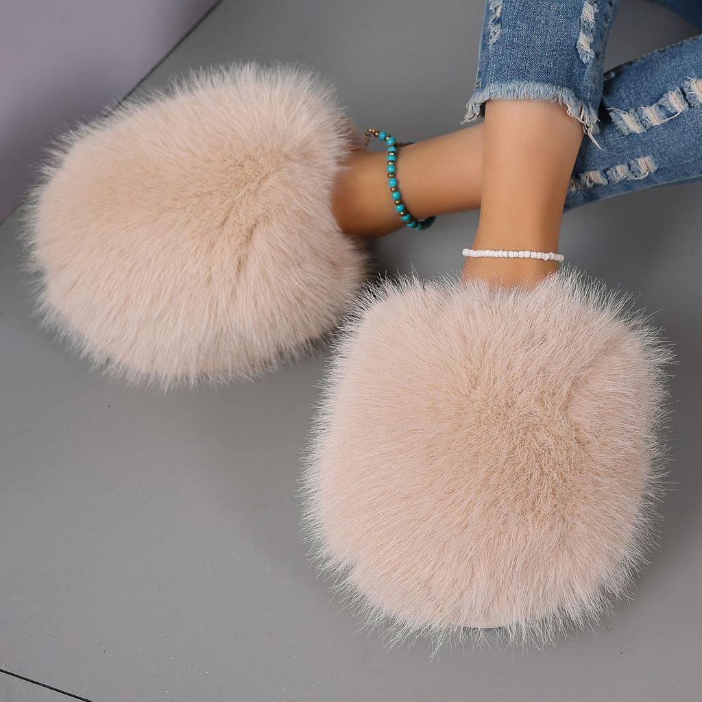 Women's Lightweight Comfortable Thick Bottom Cold Warm Padded Non-slip Wear Outdoor Sports Plush Cotton Slippers