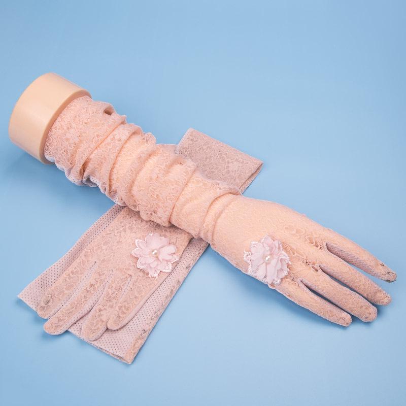 Women's UV Protection Summer Gloves: Thin Ice Silk, Lace, Elastic, Non-Slip, Touchscreen for Driving, Cycling, Electric Scooter