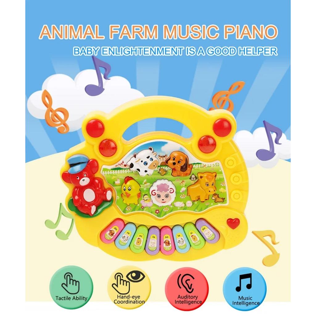 Kids Cartoon Piano Keyboard Game with Animal Sounds Flashing Light Music Baby Instrument Music Toys Educational Toys Kids Gifts