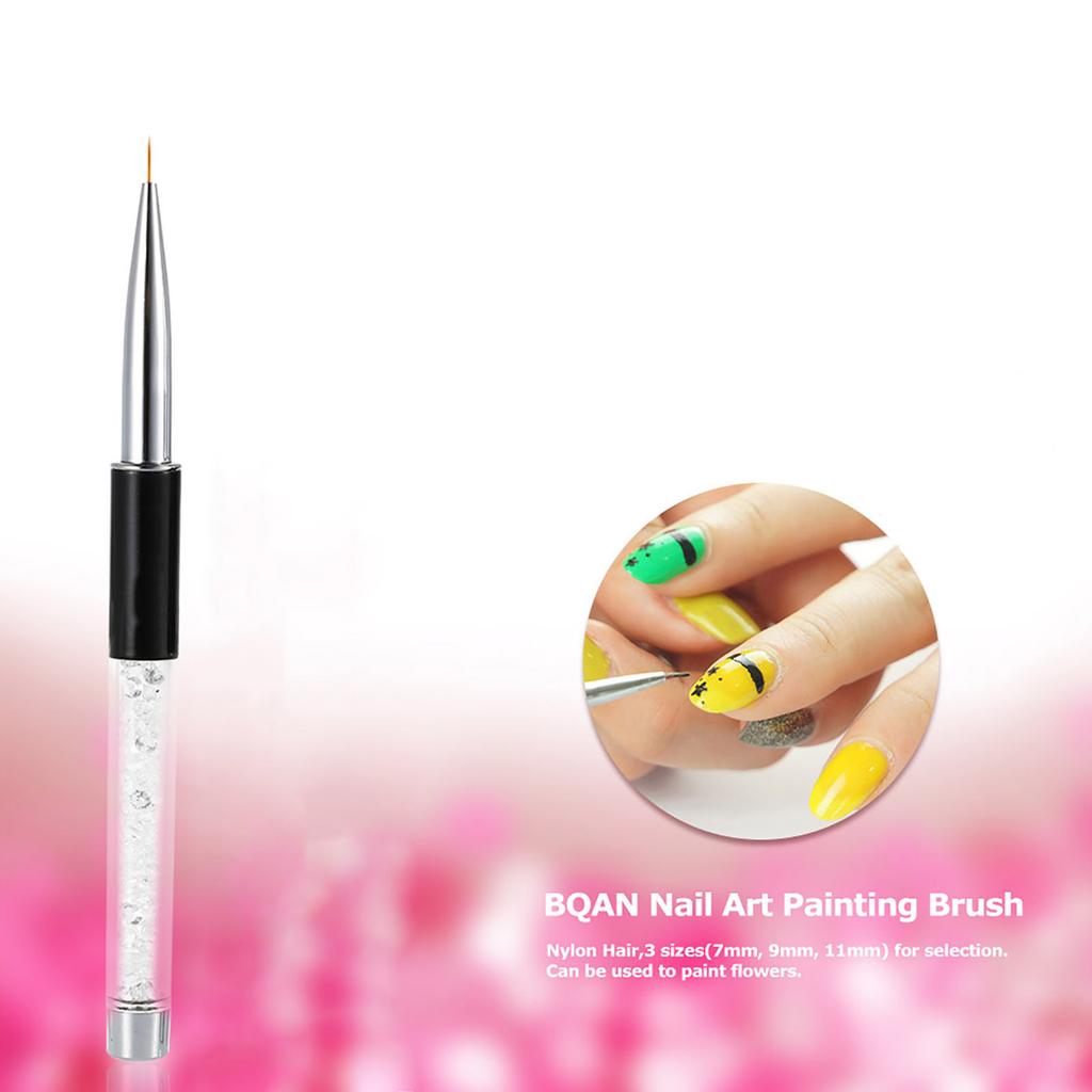 BQAN Nail Art Painting Brush 9mm Crystal Acrylic Nail Art UV Gel Painting Line Brush Nylon Hair Pen Manicure Nail Liner