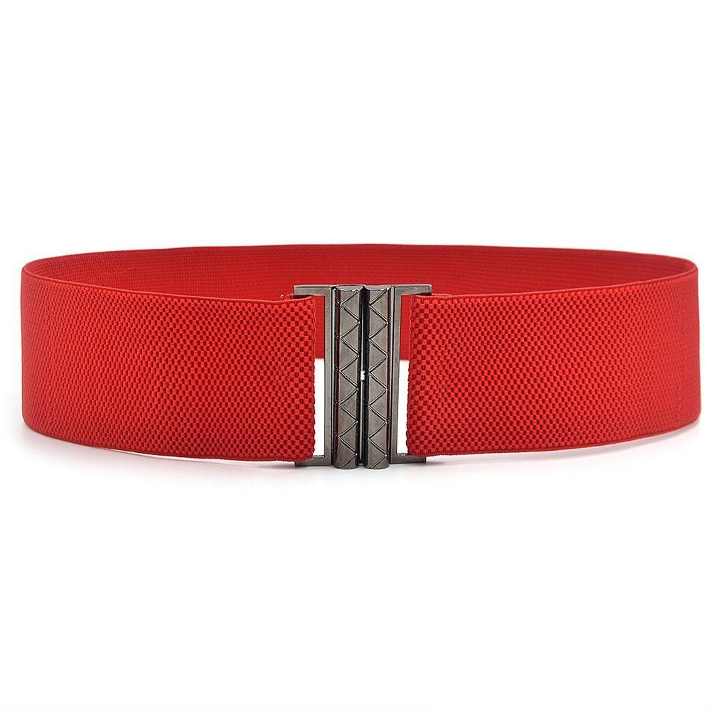 Fashion Metal Buckle Women Elastic Band Waist Defining Solid Color Stretch Waistband Comfortable Waist Corset Ladies Female