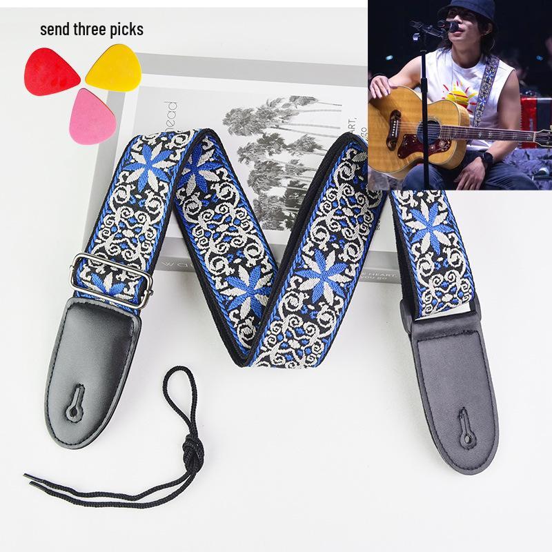 Premium Embroidered Guitar Strap for Acoustic and Electric Guitars