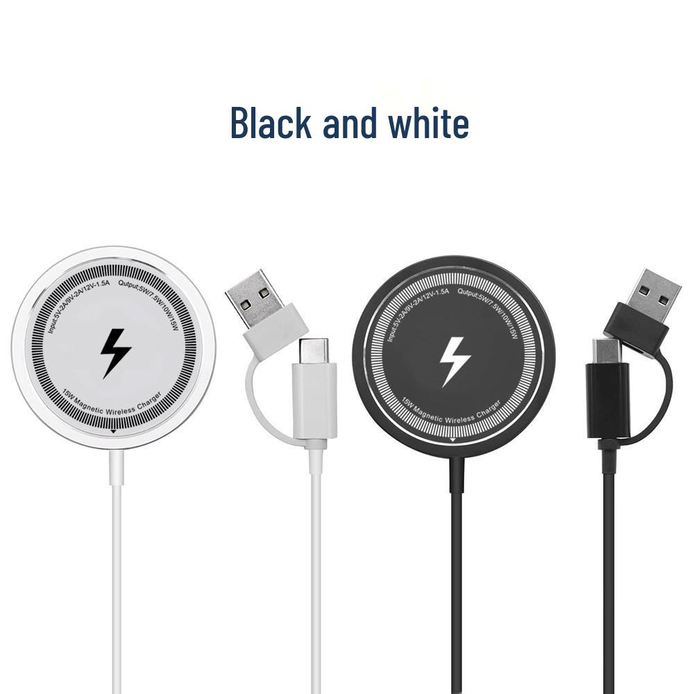 Magsafe 15W Wireless Charger for Apple Phones, Magnetic, Fast-Charging, Black & White