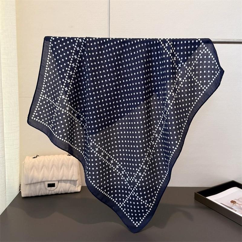 68Cm Small Square Feminine Scarf Hijab Female Cotton Feeling Headband Kerchief Vintage Neck Tie Shawl Wrap