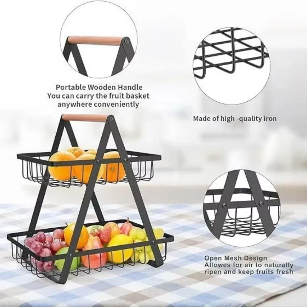 3-Tiers Design Portable Fruit Basket Space-Saving Vegetable Storage Basket  Countertop Storage