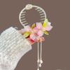 Tassel Flower Horsetail Buckle Pearl Hanfu Headwear Elegant Flower Ponytail Holder  Holiday