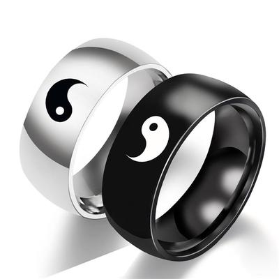 Yin Yang Couple Doplnky Prstene so vzorom Tai Chi Vintage šperky Zásnubné Svadobné prstene