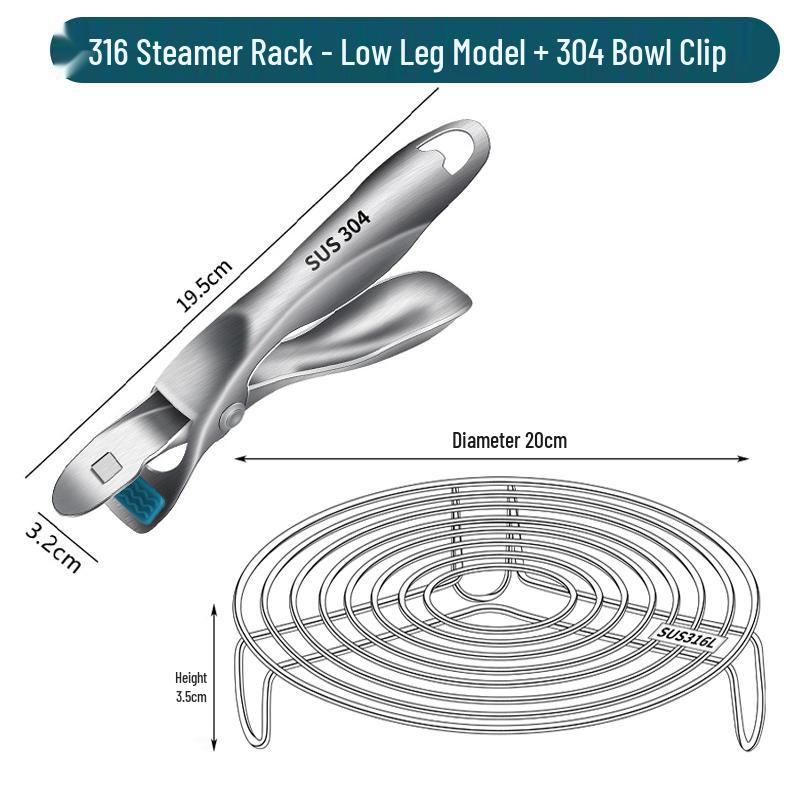 316 Stainless Steel Steamer Rack for Buns and Vegetables - Pressure Cooker Tray & Water Bath Separator