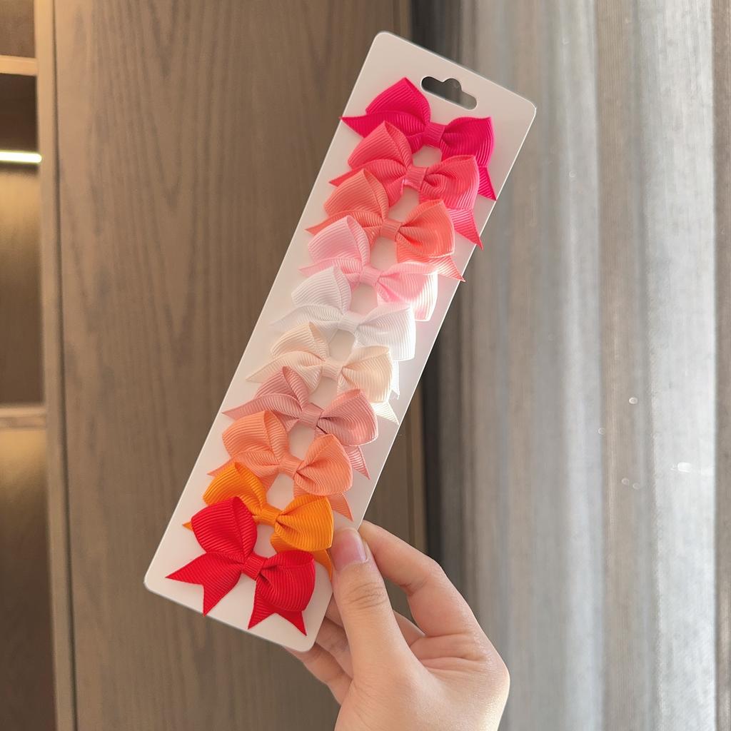 10Pcs/Set New Solid Color Kids Bows Hair Clips for Baby Girls Handmade Ribbon Bowknot Hairpin Barrettes Hair Accessories