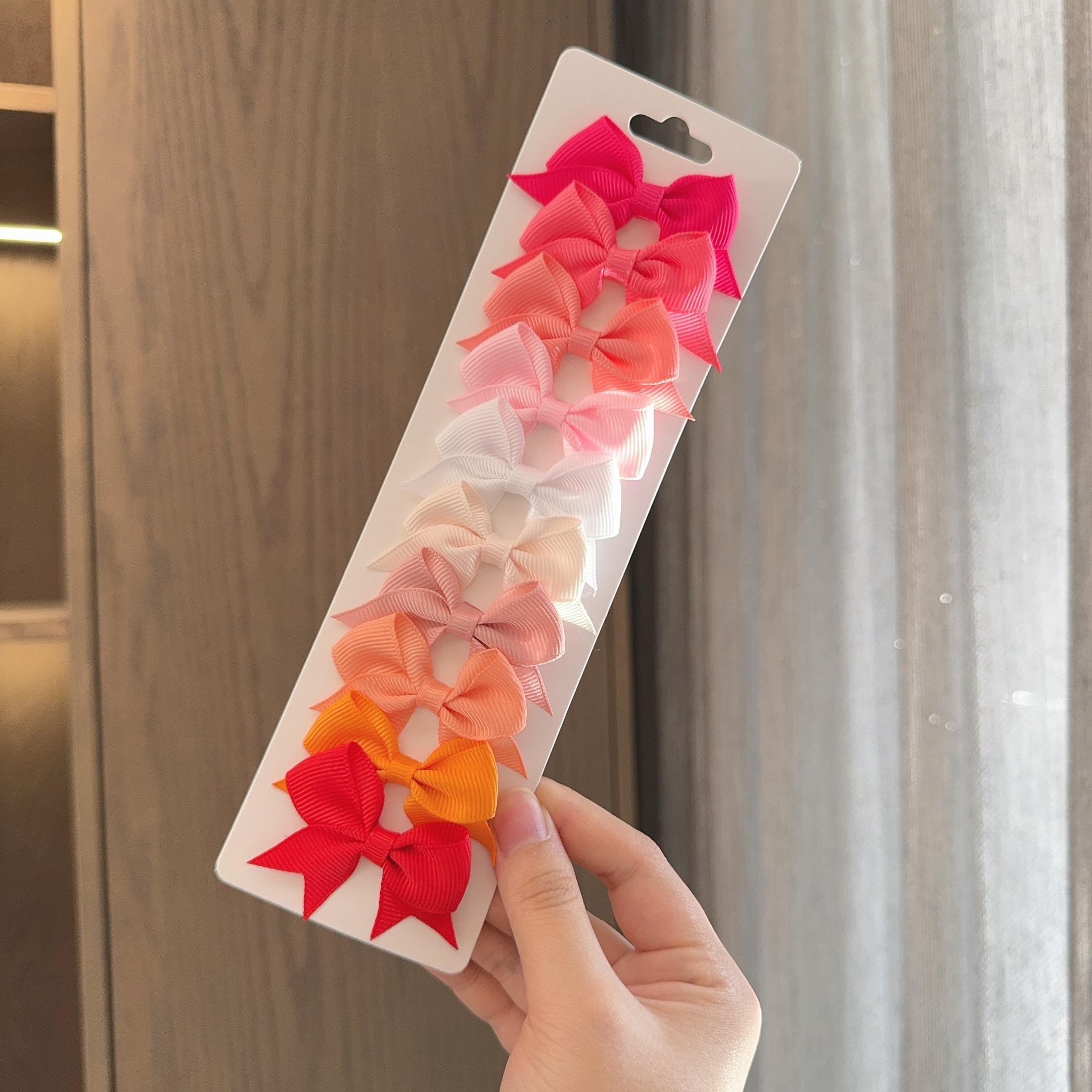 

10 шт./набор Новые однотонные детские банты заколки для волос для маленьких девочек ручной работы ленточные банты заколки-автоматы аксессуары для волос