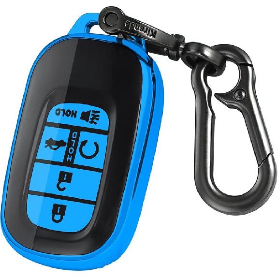For Honda Key Fob Cover,Case With Keychain,Soft TPU Protection Key Shell/Skin,5 Buttons Fit   Accord Civic HR-V CR-V Pilot Remote Key(Black)
