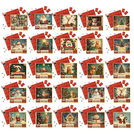 1000Pcs/Set Christmas Jigsaw Puzzle Advent Puzzle 2025 24 Days Educational Puzzle Xmas Countdown Calendar Decoration Holiday Party Gift