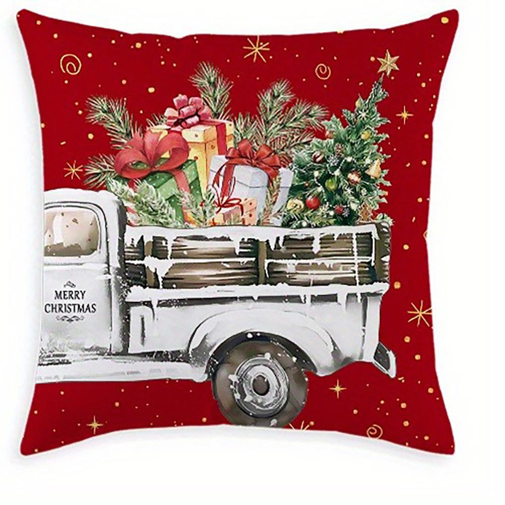 

Рождественские наволочки: Праздничные дизайны с деревьями, венками, бантами и винтажным грузовиком, чехол для подушки для дивана, украшение для дома 16x16Inch