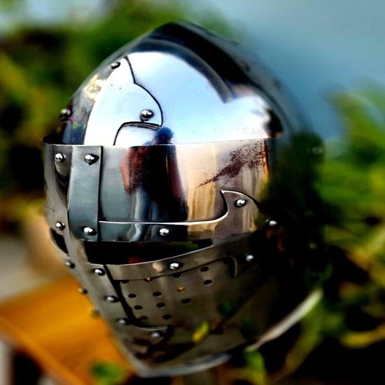 Crusader Knight Helmet: 18 Gauge Steel Medieval Templar Armor Cosplay, LARP