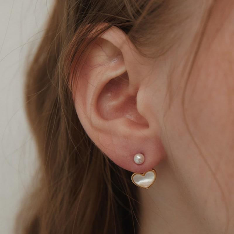 TATIANA (925 Silver) Aurora Heart Pearl Ear Jacket Earrings EC3079