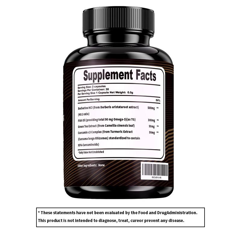 GLP-1 Supplement with Berberine, Green Tea Leaf Extract, Curcumin & More, supply Vitality And Energy, Insulin Health, Gut Health,Fast-Absorbing