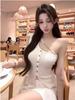 Irregular One-Shoulder Knit Camisole - Women's Slim-Fit White Sleeveless Top for Summer