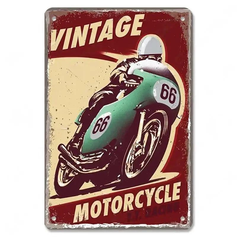 Vintage Metal Sign Motorcycle Poster Decor TT Racing Metal Tin Plate Living Room Wall Garage People's Cave Restaurant Art Decor