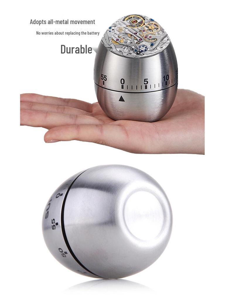 Stainless Steel 60-Minute Kitchen Timer for Baking and Cooking