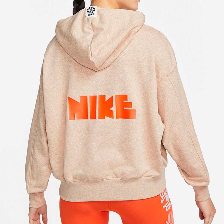 Nike X Atmos Collaboration WMNS NSW Circa Series Oversized Logo Hoodie Women Hoodie Pink Beige DM6776-200